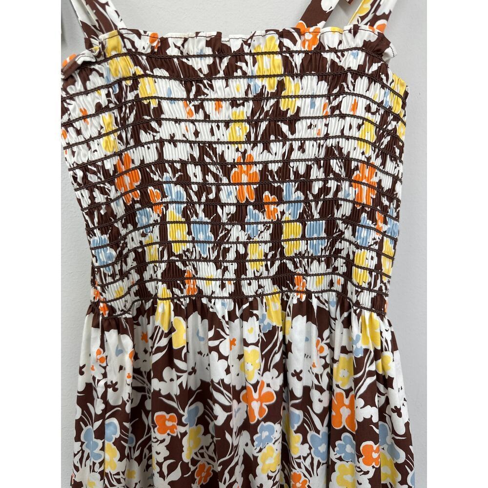 Tory Burch Floral Tie-Shoulder Smocked Sun Dress Reverie Size X Small - Picture 7 of 14